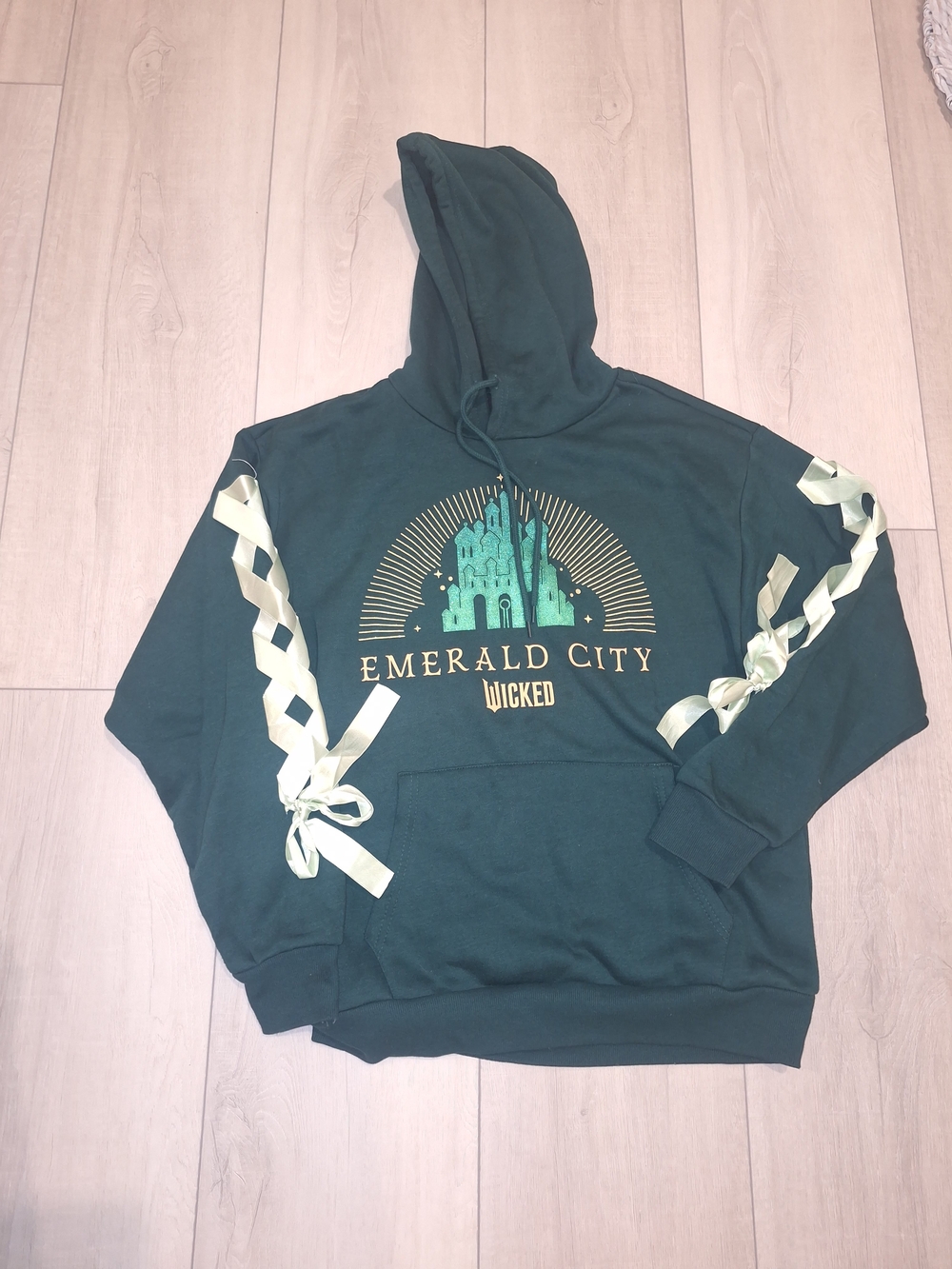 Wicked Emerald City Dark Green Hoodie Sweatshirt With Ribbons